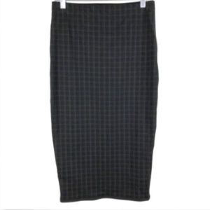 Max Studio Pull on Pencil Skirt Black Plaid XS